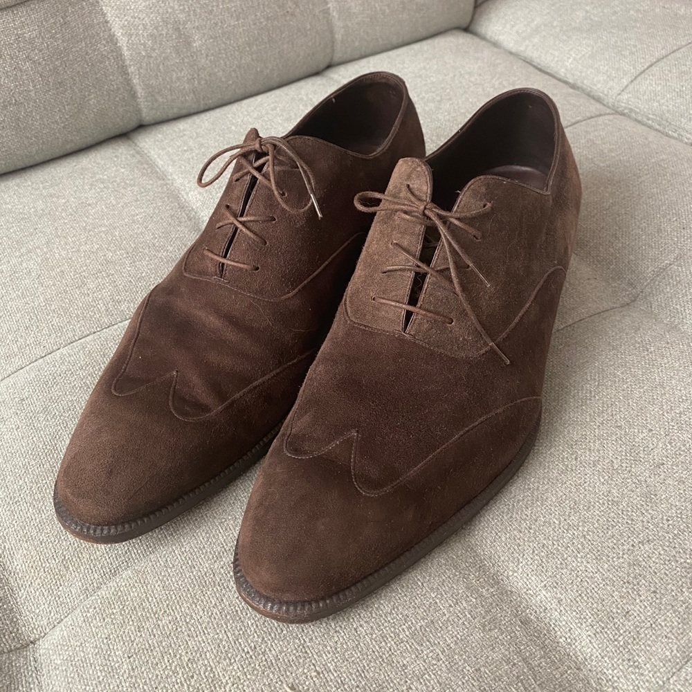 Brioni Brown Suede Oxford Dress Shoe